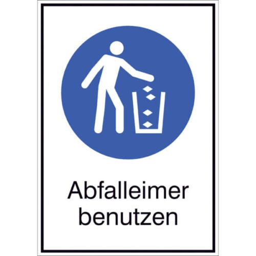 Gebots-Kombischild Abfalleimer benutzen