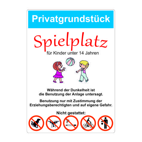 Spielplatzschild aus Aludibond 42 x 30 cm