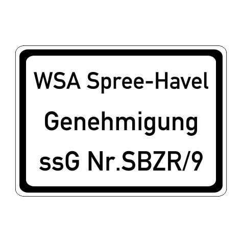 Stegschild mit Genehmigungsnummer für Bootsstege