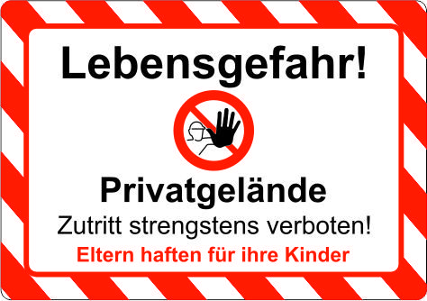 Baustellenschild Lebensgefahr 84 x 59 cm, Alu / Aluverbund